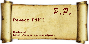 Pevecz Pál névjegykártya